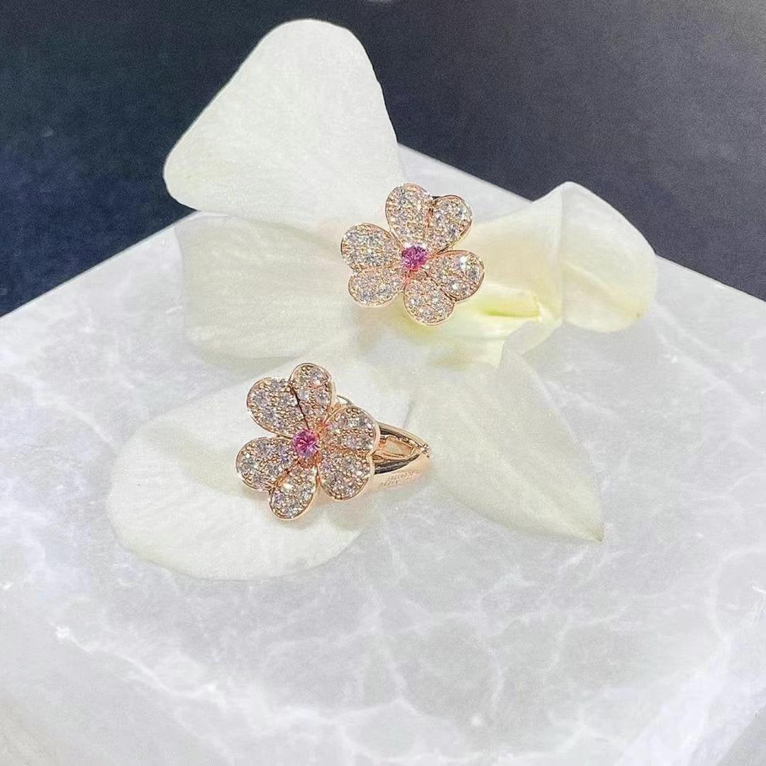 [Am jewelry]FRIVOLE PINK GOLD FLOWER DIAMOND EARRINGS