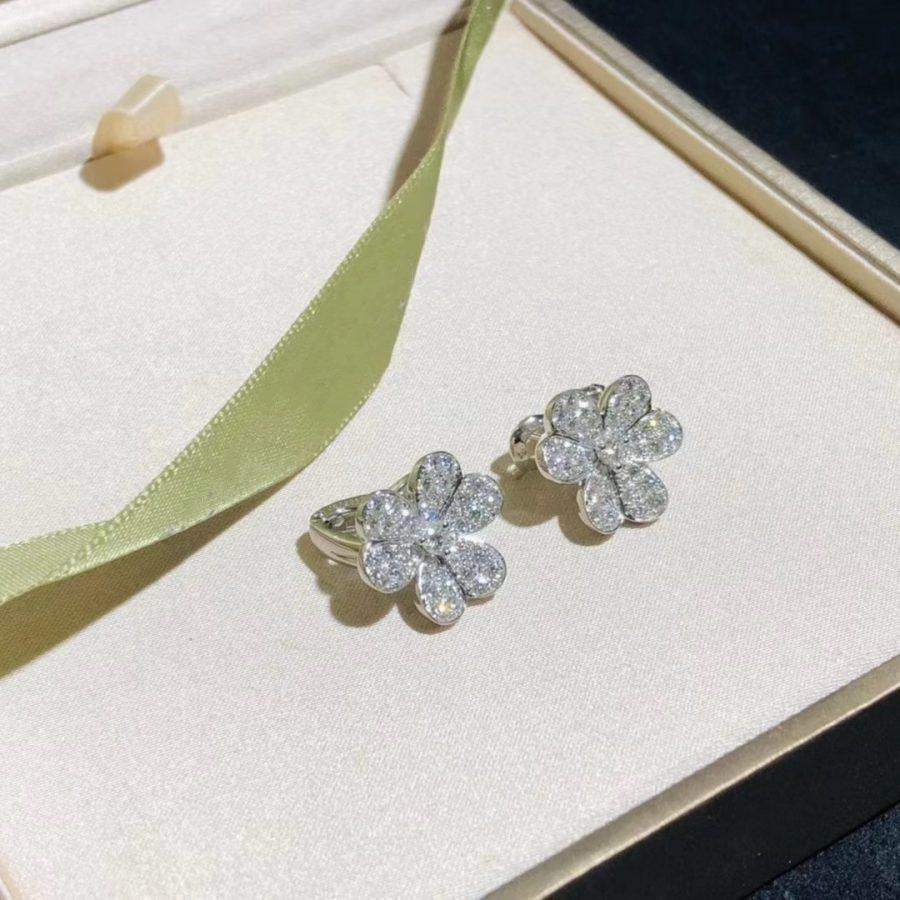 [Am jewelry]FRIVOLE SILVER FLOWER DIAMOND EARRINGS