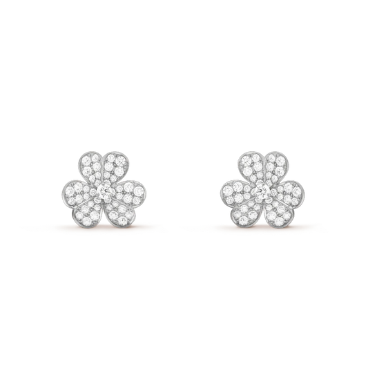 [Am jewelry]FRIVOLE SILVER FLOWER DIAMOND EARRINGS