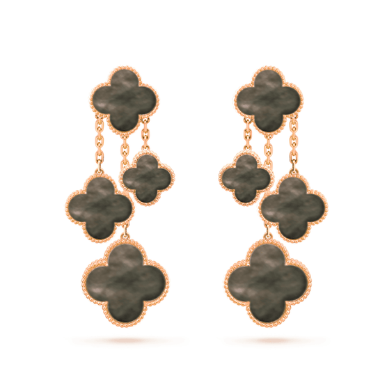 [Am jewelry]CLOVER EARRINGS DARK MOP 4 MOTIFS ROSE GOLD