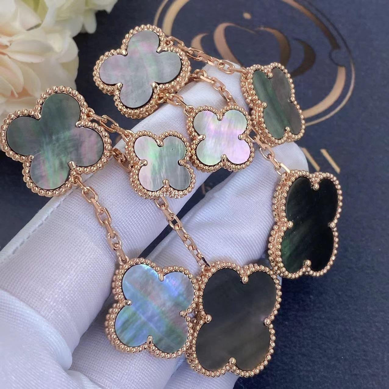 [Am jewelry]CLOVER EARRINGS DARK MOP 4 MOTIFS ROSE GOLD