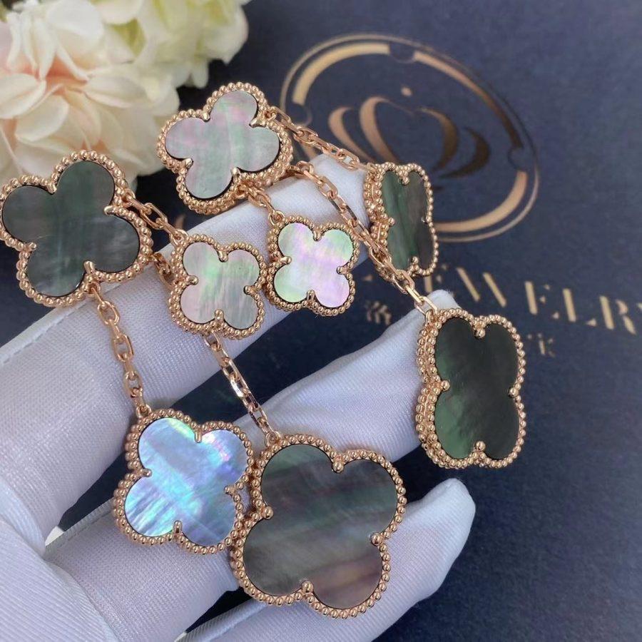 [Am jewelry]CLOVER EARRINGS DARK MOP 4 MOTIFS ROSE GOLD