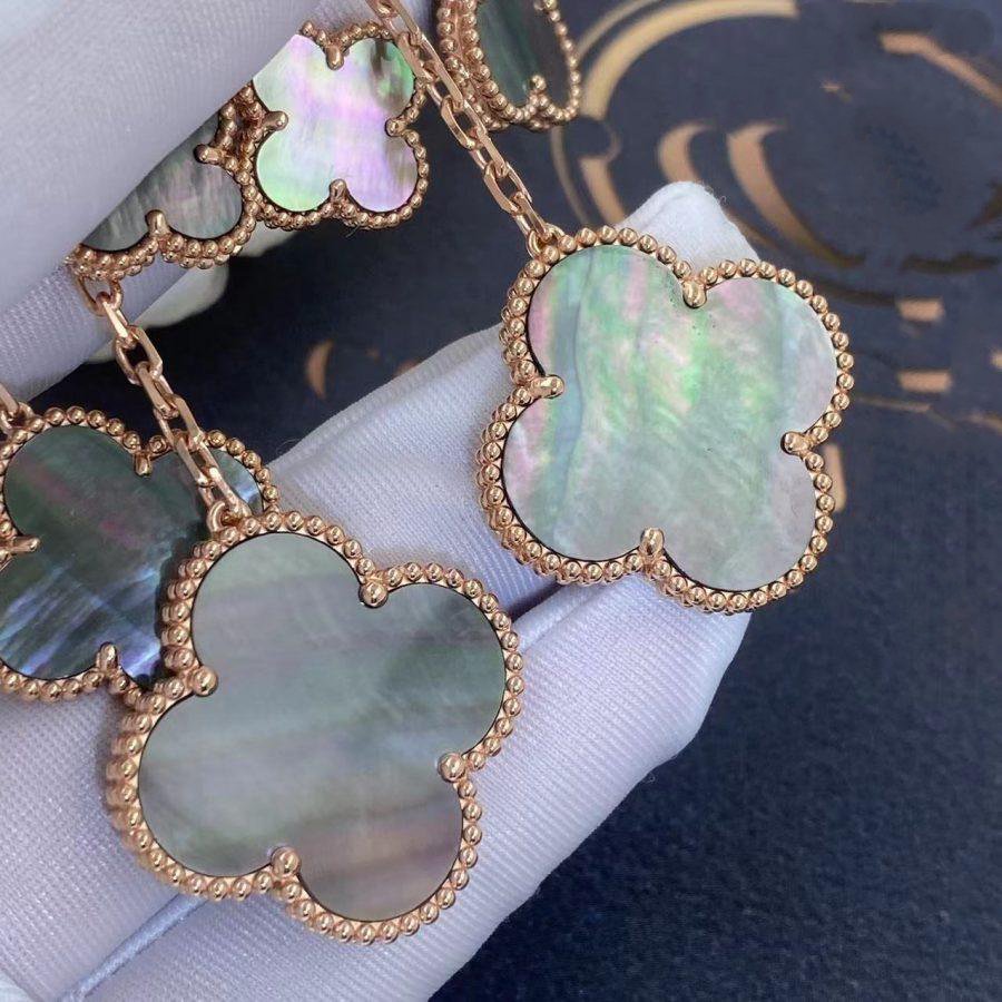 [Am jewelry]CLOVER EARRINGS DARK MOP 4 MOTIFS ROSE GOLD