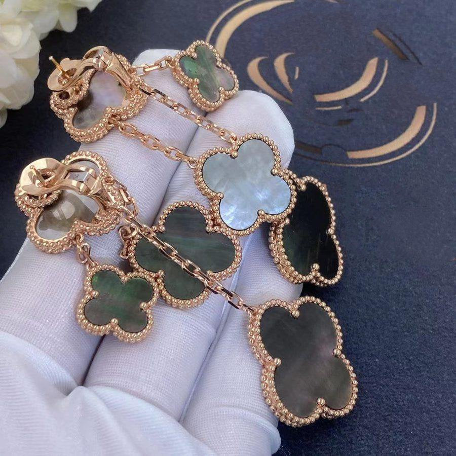 [Am jewelry]CLOVER EARRINGS DARK MOP 4 MOTIFS ROSE GOLD