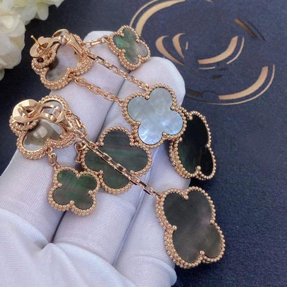 [Am jewelry]CLOVER EARRINGS DARK MOP 4 MOTIFS ROSE GOLD