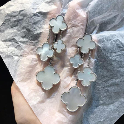 [Am jewelry]CLOVER EARRINGS WHITE MOP 4 MOTIFS SILVER