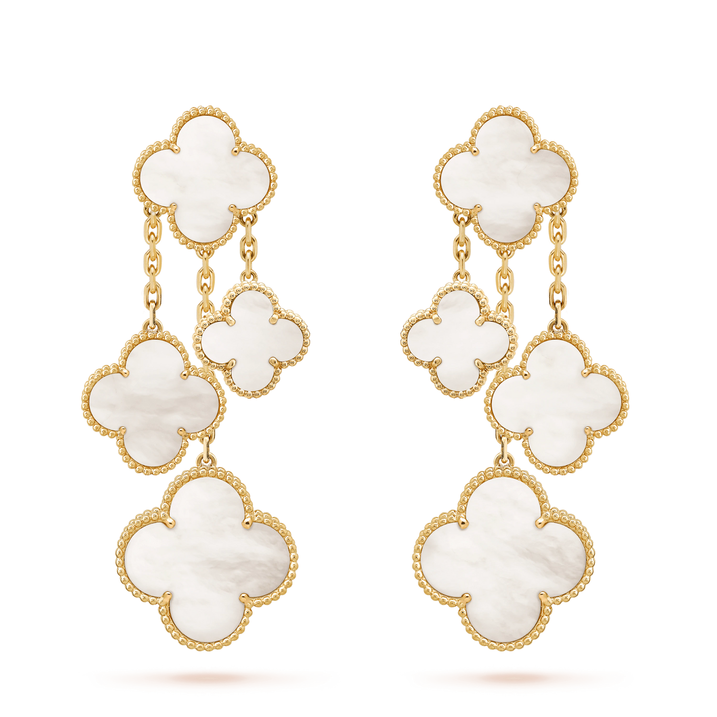[Am jewelry]CLOVER EARRINGS WHITE MOP 4 MOTIFS GOLD
