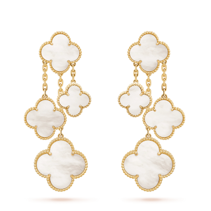 [Am jewelry]CLOVER EARRINGS WHITE MOP 4 MOTIFS GOLD