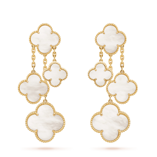 [Am jewelry]CLOVER EARRINGS WHITE MOP 4 MOTIFS GOLD