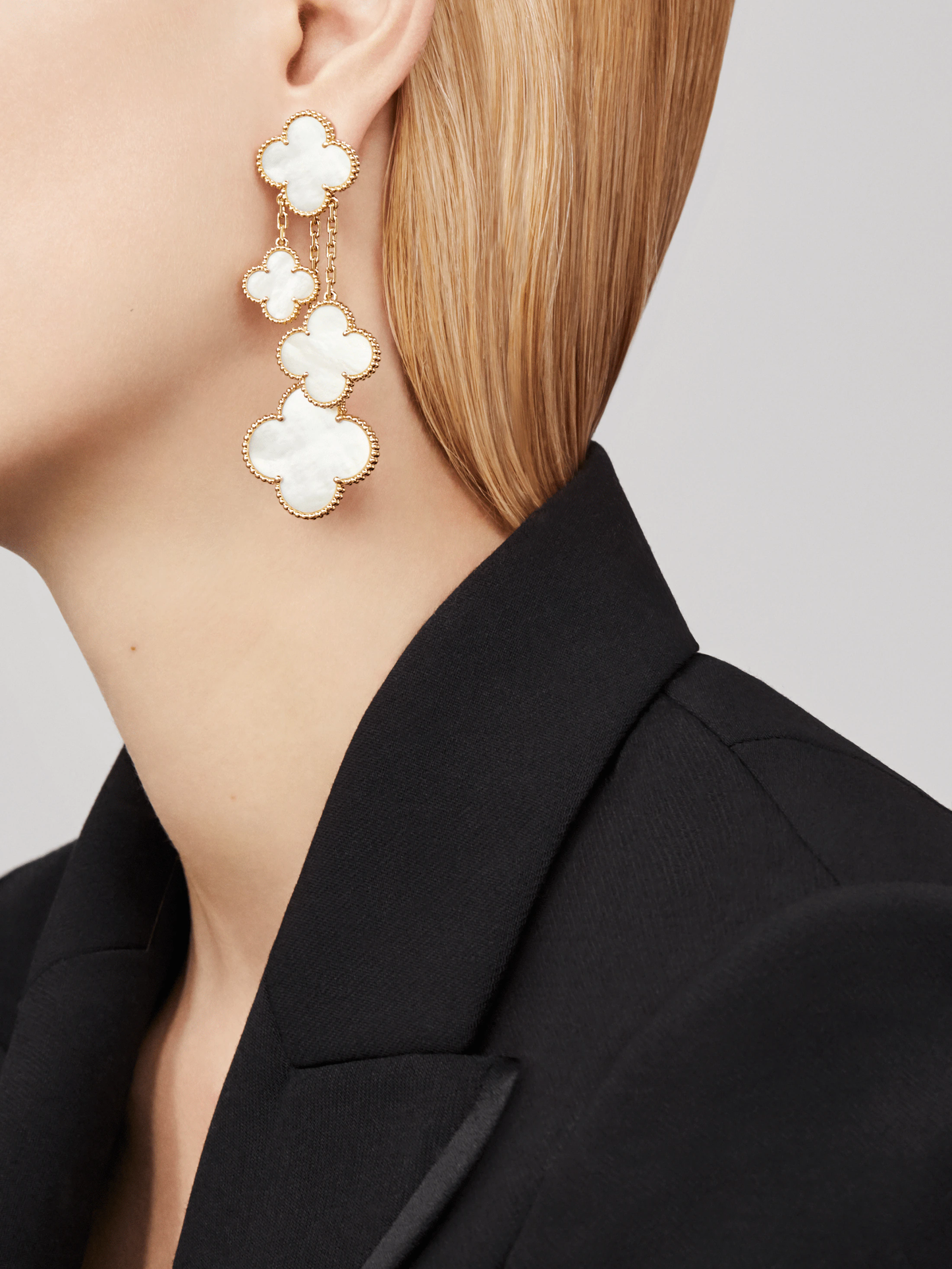 [Am jewelry]CLOVER EARRINGS WHITE MOP 4 MOTIFS GOLD