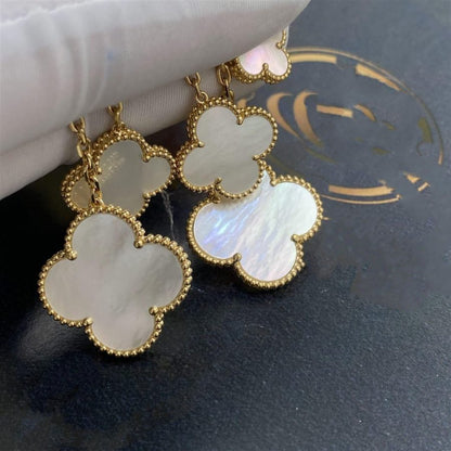 [Am jewelry]CLOVER EARRINGS WHITE MOP 4 MOTIFS GOLD