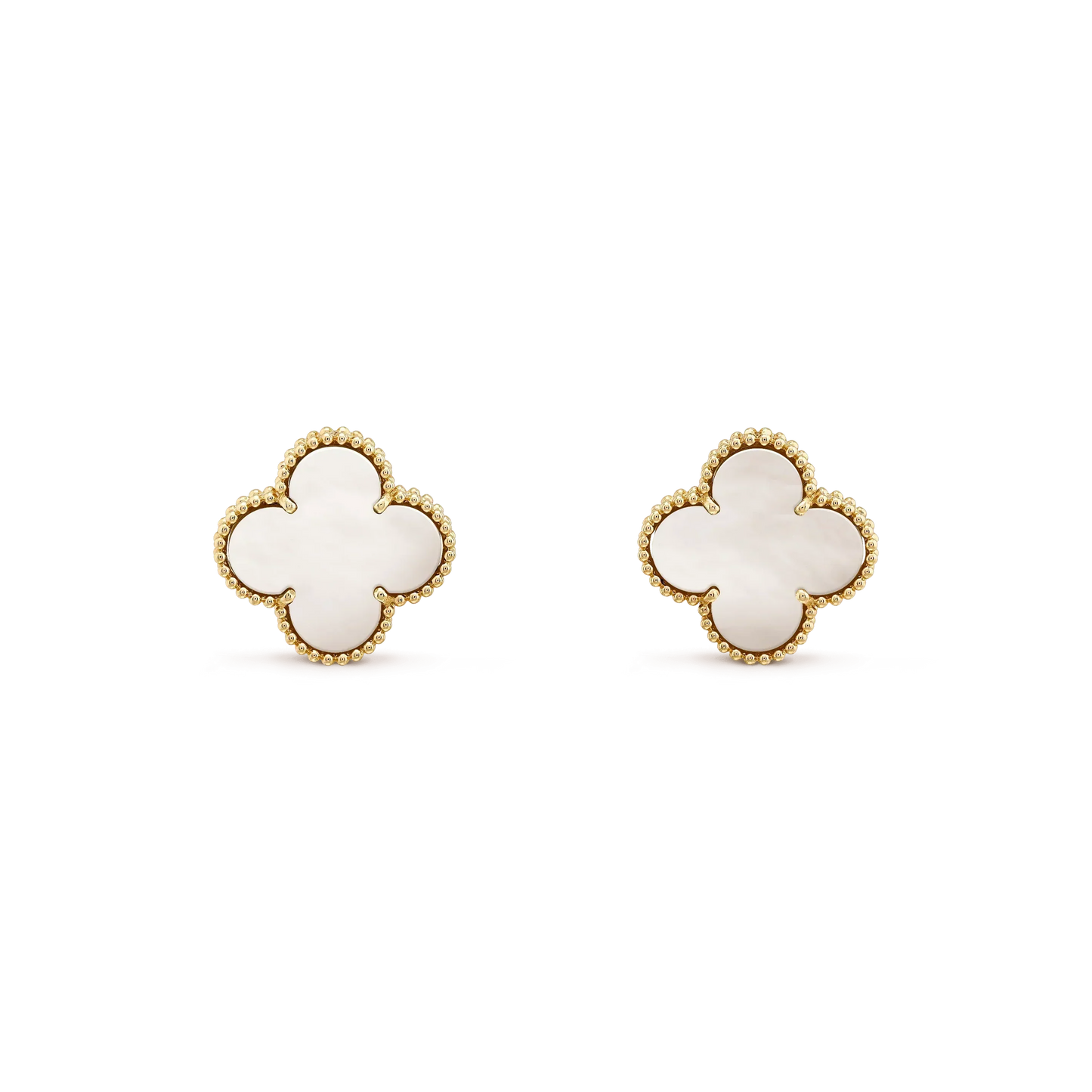 [Am jewelry]CLOVER MEDIUM 1 MOTIFS  WHITE MOP STUD EARRINGS