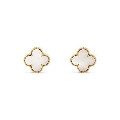 [Am jewelry]CLOVER MEDIUM 1 MOTIFS  WHITE MOP STUD EARRINGS
