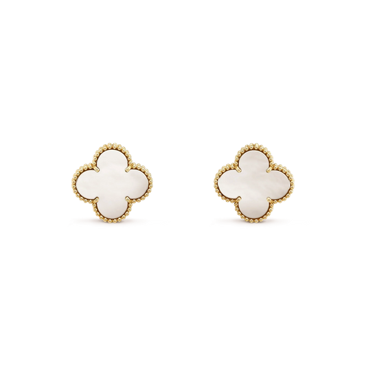 [Am jewelry]CLOVER MEDIUM 1 MOTIFS  WHITE MOP STUD EARRINGS