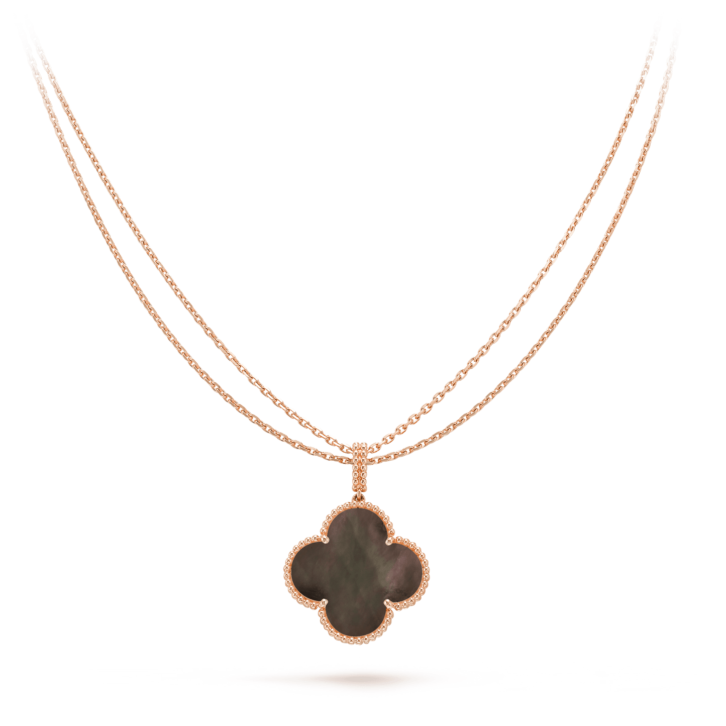 [Am jewelry]CLOVER 25MM GOLD DARK MOP BIG CLOVER NECKLACE
