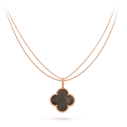 [Am jewelry]CLOVER 25MM GOLD DARK MOP BIG CLOVER NECKLACE
