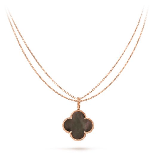 [Am jewelry]CLOVER 25MM GOLD DARK MOP BIG CLOVER NECKLACE