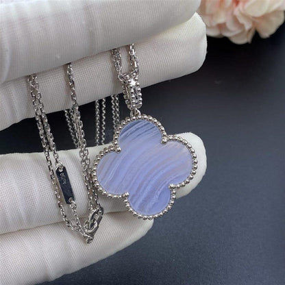 [Am jewelry]CLOVER SILVER CHALCEDONY BIG CLOVER NECKLACE