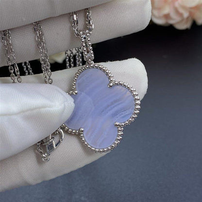 [Am jewelry]CLOVER SILVER CHALCEDONY BIG CLOVER NECKLACE