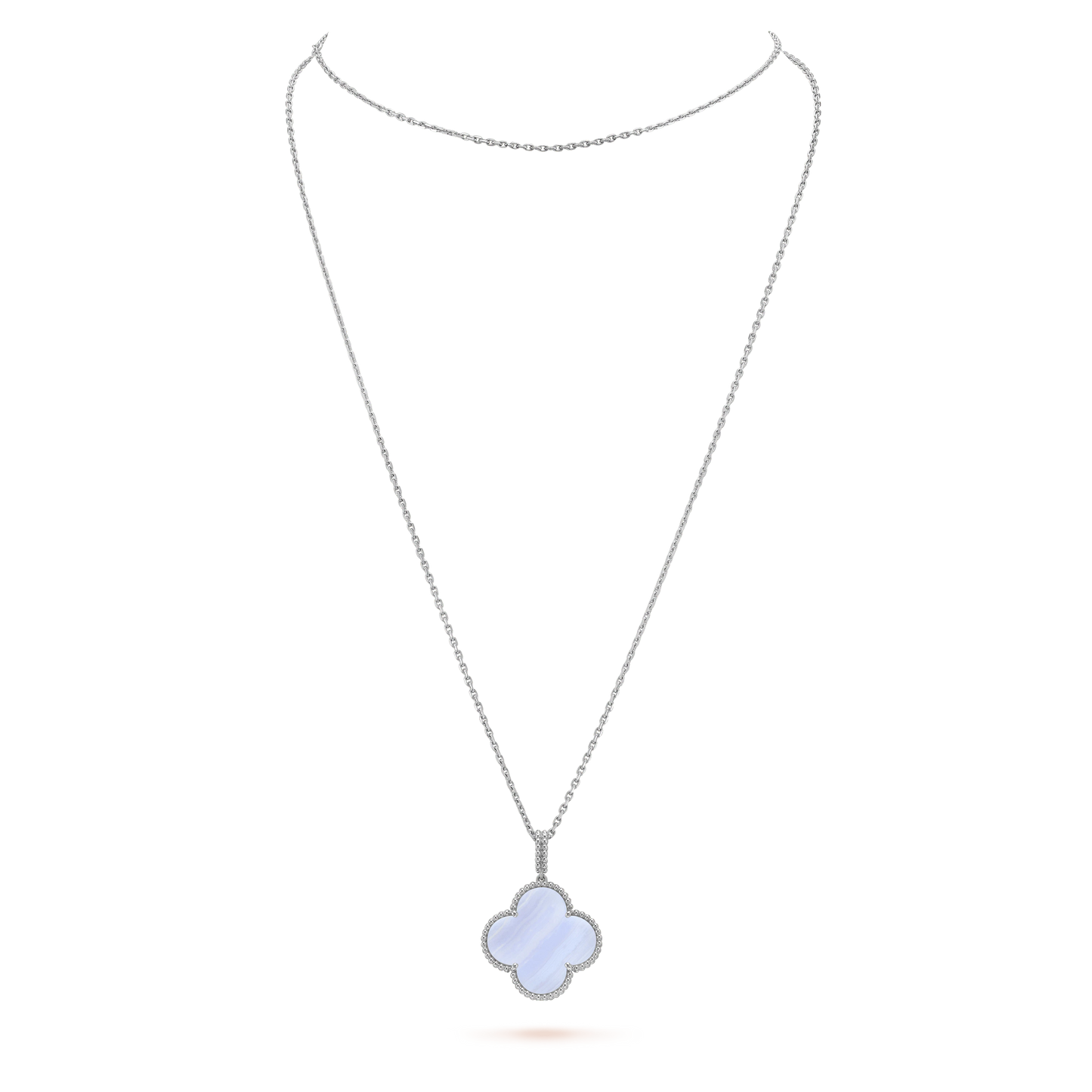 [Am jewelry]CLOVER SILVER CHALCEDONY BIG CLOVER NECKLACE