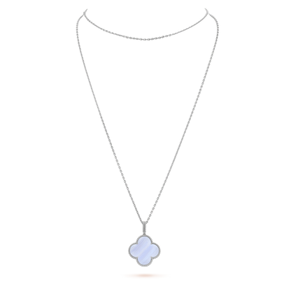 [Am jewelry]CLOVER SILVER CHALCEDONY BIG CLOVER NECKLACE