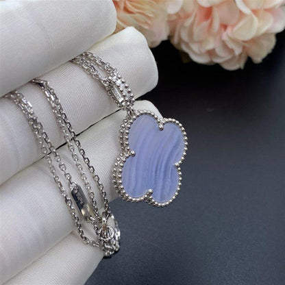 [Am jewelry]CLOVER SILVER CHALCEDONY BIG CLOVER NECKLACE