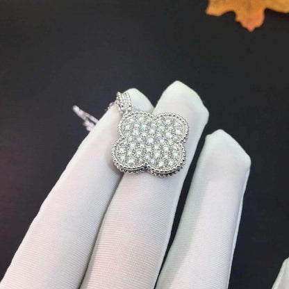 [Am jewelry]CLOVER 25MM SILVER FULL DIAMOND BIG CLOVER NECKLACE