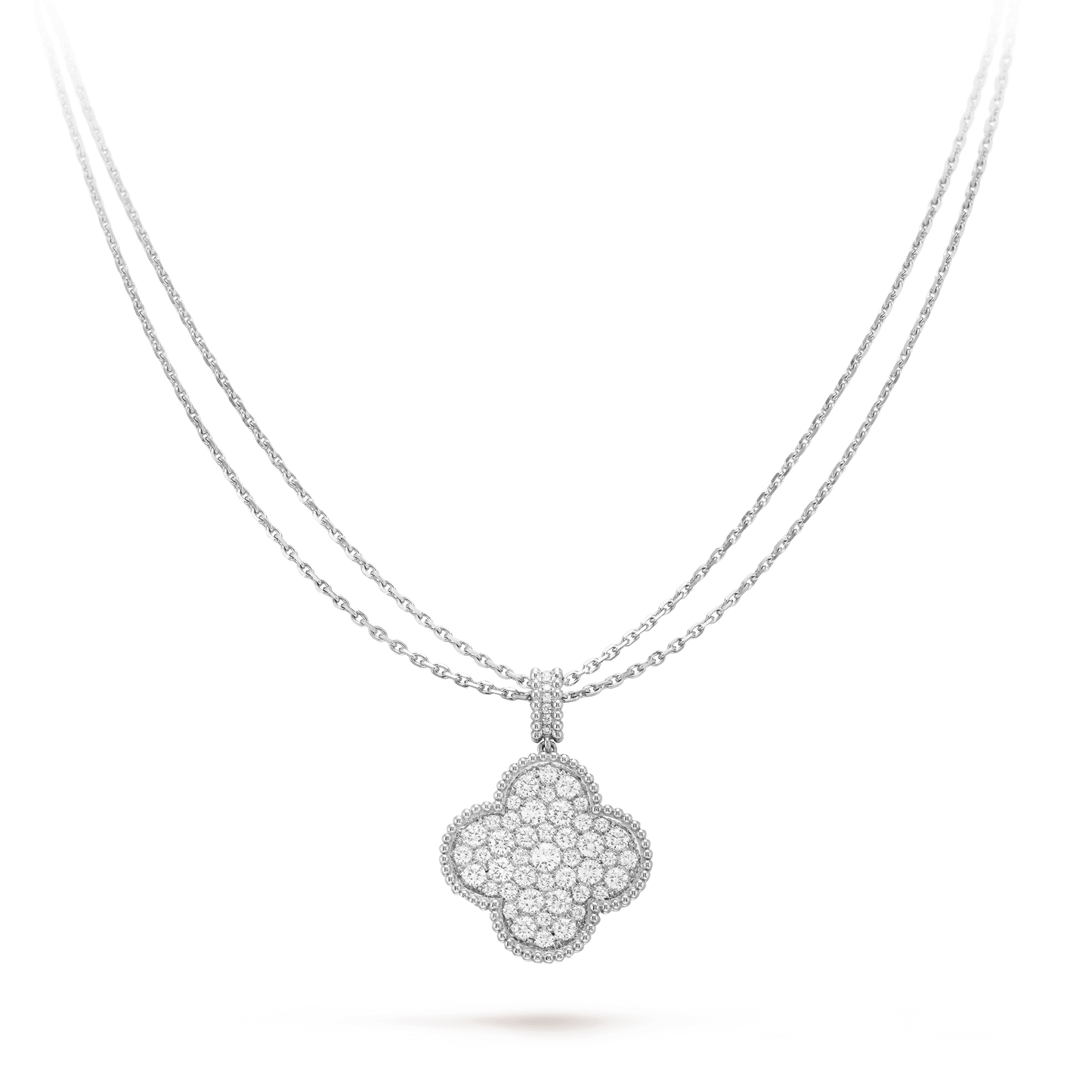 [Am jewelry]CLOVER 25MM SILVER FULL DIAMOND BIG CLOVER NECKLACE