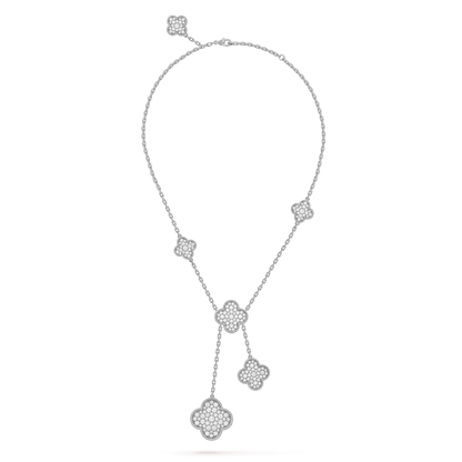 [Am jewelry]CLOVER 5 MOTIFS SILVER DIAMONDS NECKLACE