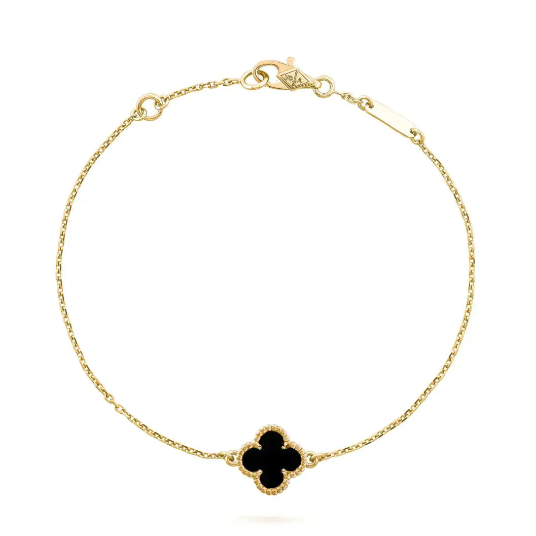 [Am jewelry]CLOVER ONYX SINGLE FLOWER BRACELET
