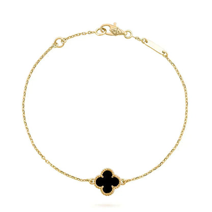 [Am jewelry]CLOVER ONYX SINGLE FLOWER BRACELET