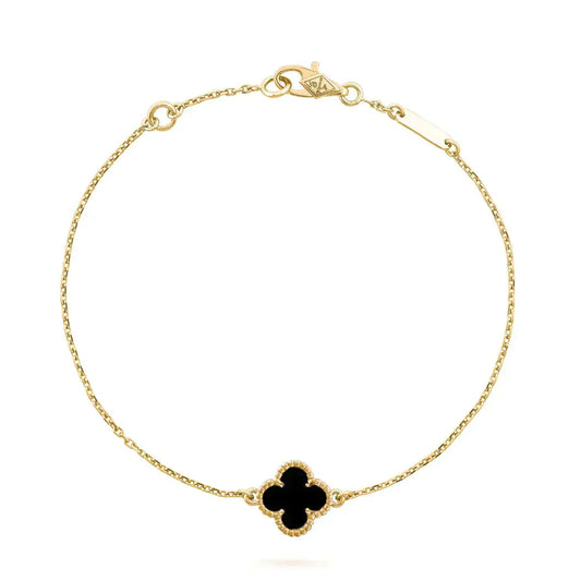 [Am jewelry]CLOVER ONYX SINGLE FLOWER BRACELET