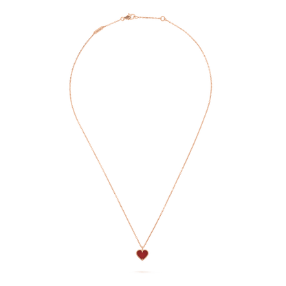 [Am jewelry]SWEET CLOVER CARNELIAN HEART NECKLACE