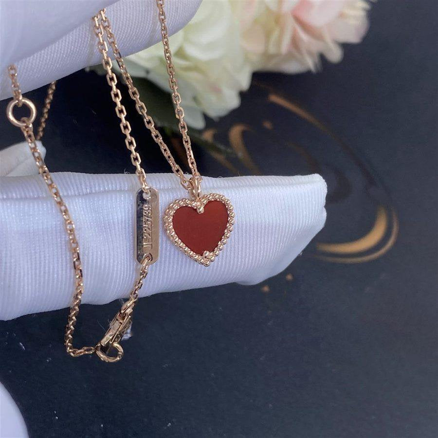 [Am jewelry]SWEET CLOVER CARNELIAN HEART NECKLACE