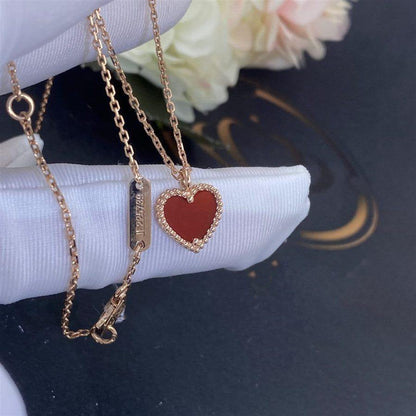 [Am jewelry]SWEET CLOVER CARNELIAN HEART NECKLACE