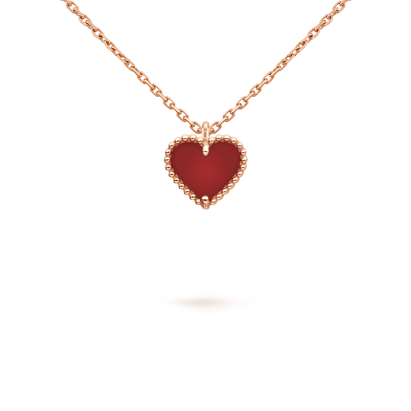 [Am jewelry]SWEET CLOVER CARNELIAN HEART NECKLACE