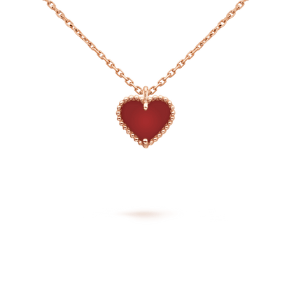 [Am jewelry]SWEET CLOVER CARNELIAN HEART NECKLACE