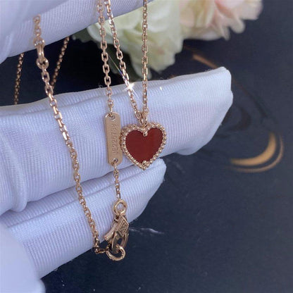 [Am jewelry]SWEET CLOVER CARNELIAN HEART NECKLACE