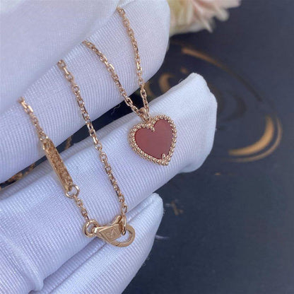 [Am jewelry]SWEET CLOVER CARNELIAN HEART NECKLACE