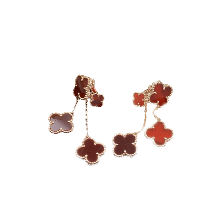 [Am jewelry]CLOVER EARRINGS CARNELIAN 4 MOTIFS PINK GOLD