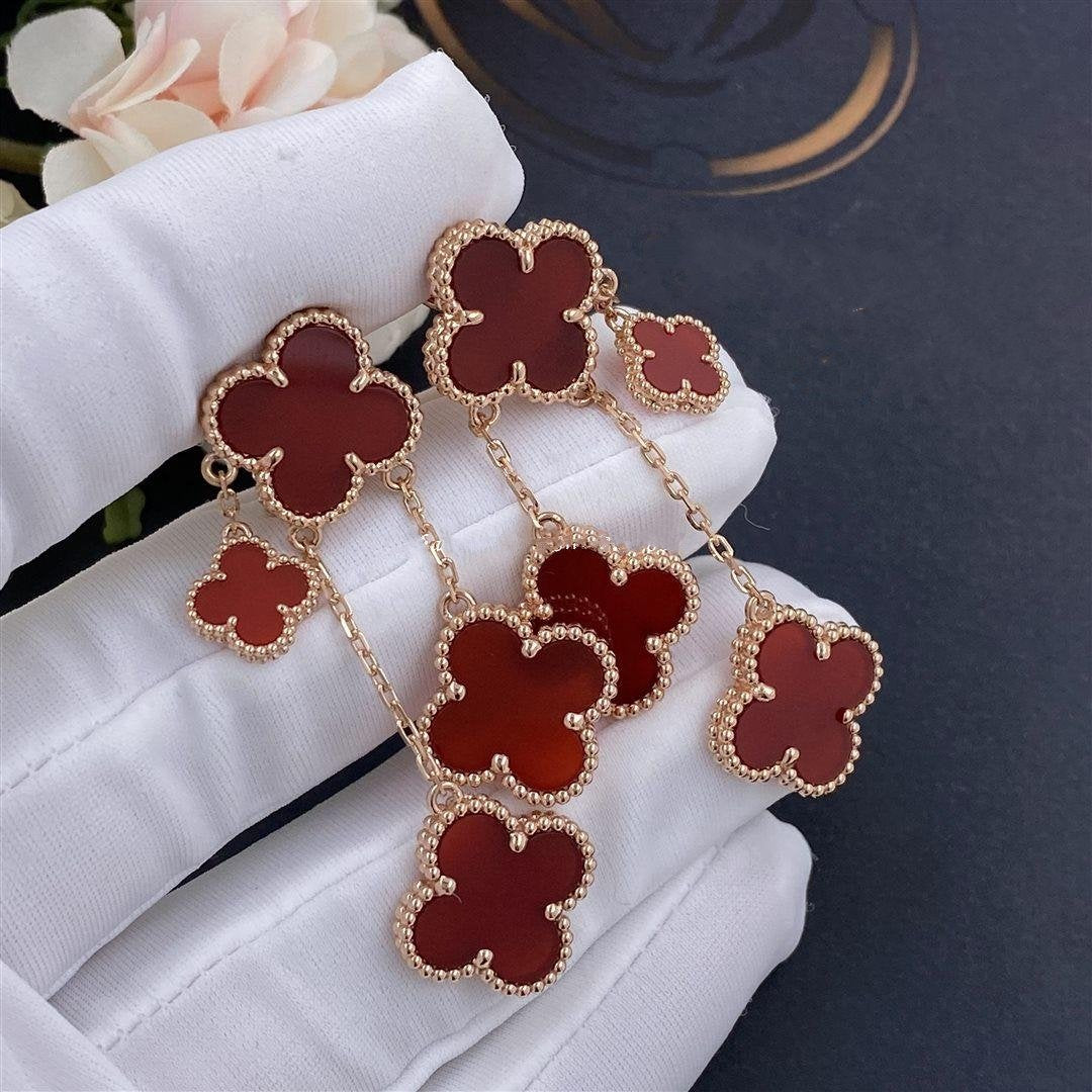 [Am jewelry]CLOVER EARRINGS CARNELIAN 4 MOTIFS PINK GOLD