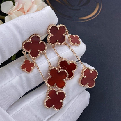 [Am jewelry]CLOVER EARRINGS CARNELIAN 4 MOTIFS PINK GOLD