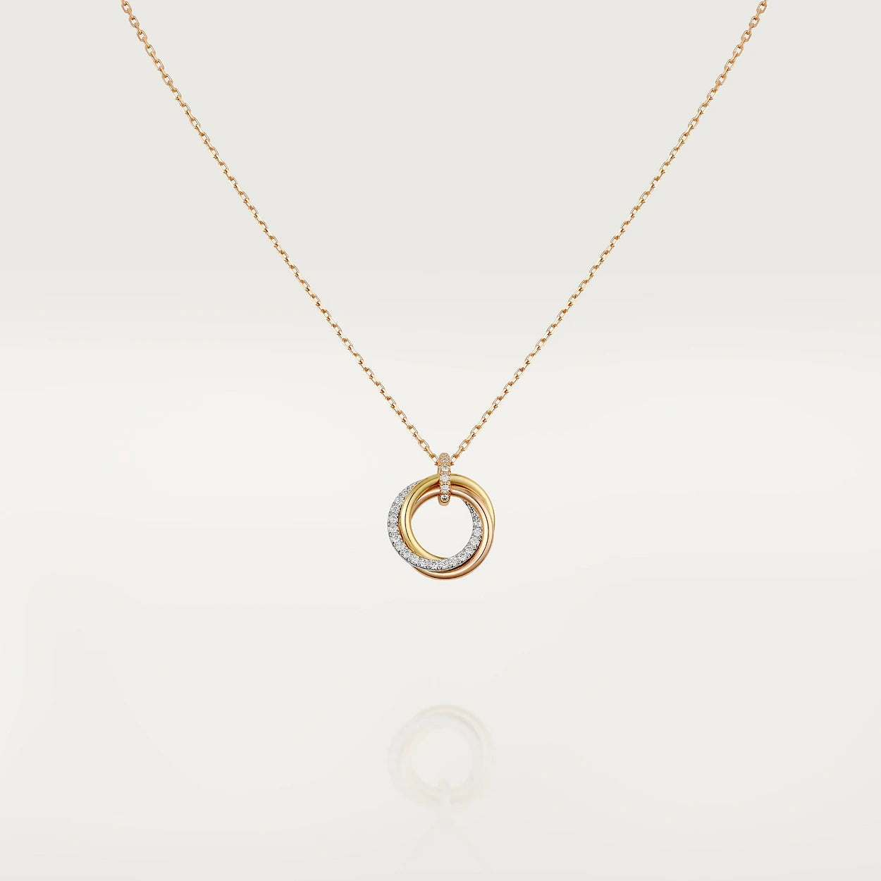 [Am jewelry]TRINITY NECKLACE SILVER GOLD PINK GOLD DIAMONDS