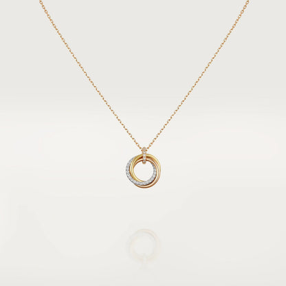 [Am jewelry]TRINITY NECKLACE SILVER GOLD PINK GOLD DIAMONDS