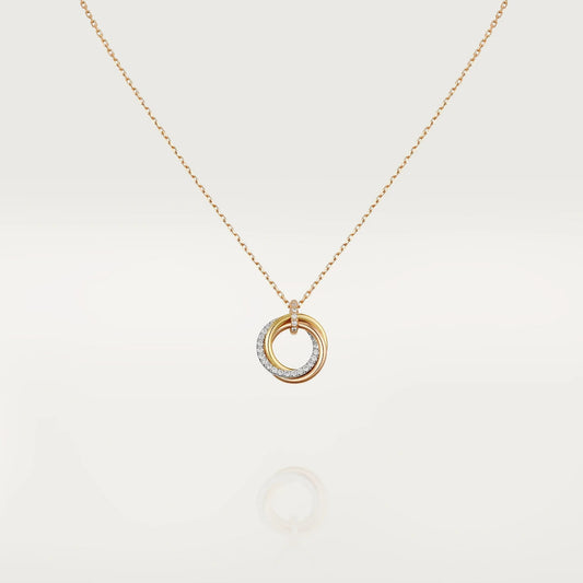 [Am jewelry]TRINITY NECKLACE SILVER GOLD PINK GOLD DIAMONDS