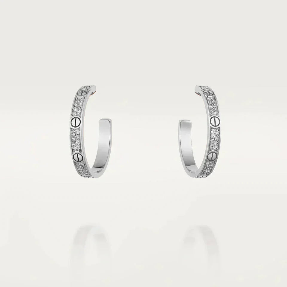 [Am jewelry]LOVE DIAMOND SILVER HOOP EARRINGS