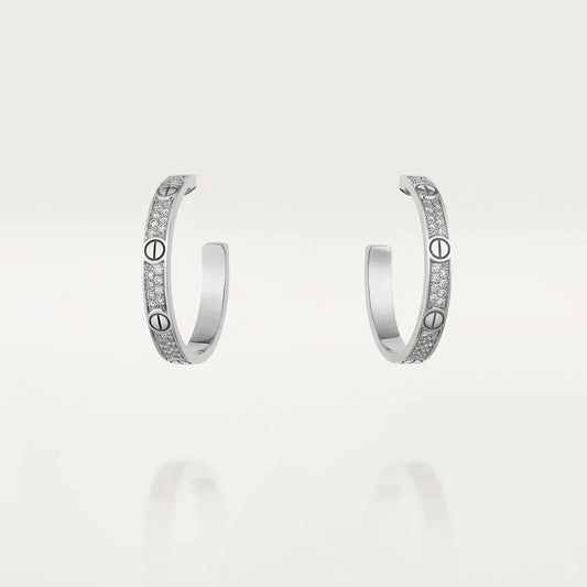 [Am jewelry]LOVE DIAMOND SILVER HOOP EARRINGS