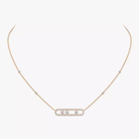 [Am Jewelry] Move Pave_ Rose Gold Diamond Necklace