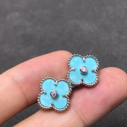 [Am jewelry]CLOVER 1 DIAMOND BLUE SKY SILVER EARRINGS