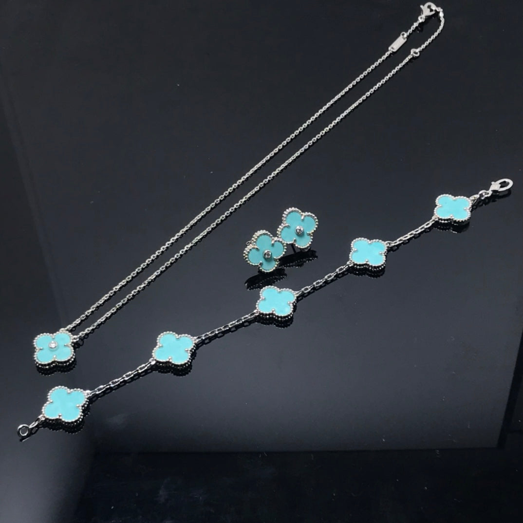 [Am jewelry]CLOVER 1 DIAMOND BLUE SKY SILVER EARRINGS